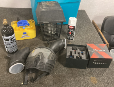 Paintball Gear, Bug Zapper, Car Lights, and Party Pump