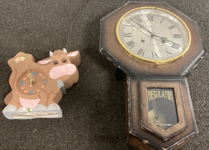 Vintage Wall Clock and Decorative Cow Clock