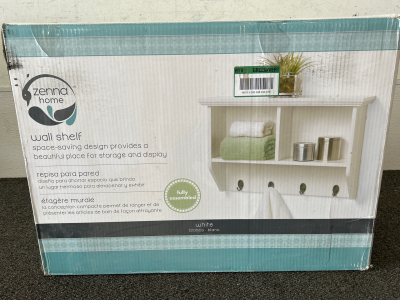 NEW Zenna Home Wall Shelf (White): 23&rdquo; W x 15.25&rdquo; H x 7&rdquo; D