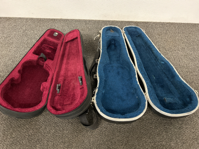 2 Violin Cases: Smaller Soft Backpack Case and Larger Hard Case with Shoulder Strap