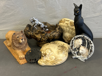 Cat Statue, Lion Statue, Grape Fruit Bowl, Horse Statue and More
