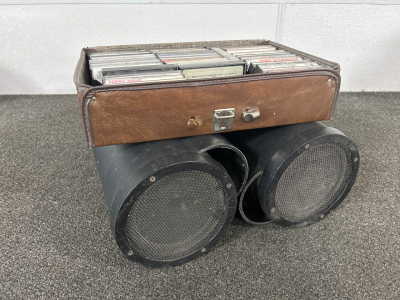 Pair of Bazooka Style Speakers and Case with Cassette Tapes