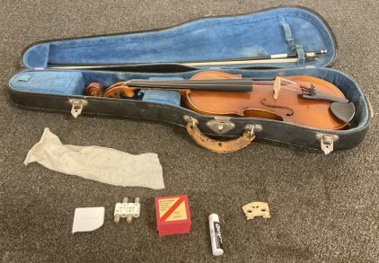 Czechoslovak Violin With Case, Bow, And More