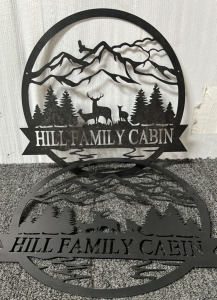 (2) Hill Family Cabin Metal Signs