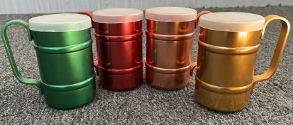 4 Copper Camping Cups W/ Lids