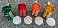 4 Copper Camping Cups W/ Lids - 2