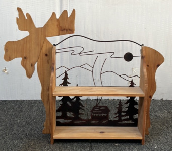 Wood/ Metal Moose Wall Shelf