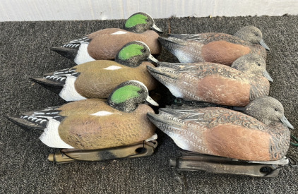 6 Hardcore Wigeon Decoys Life Size w/ Anchors