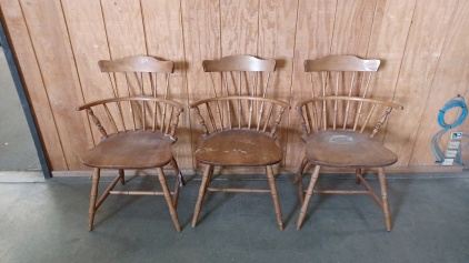 Set of (3) Small Vintage Wood Chairs