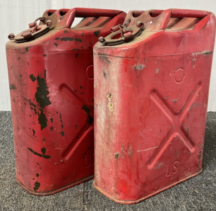 2 Red US Metal Gas Cans