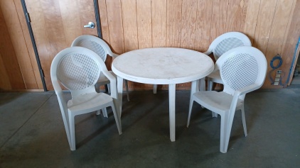Plastic Patio Table Set with 4 Chairs