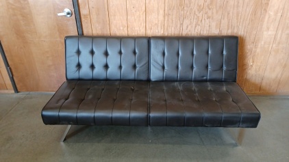 Black Leather-Like Folding Futon