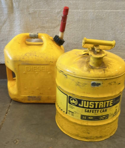 (2) Yellow Diesel Cans