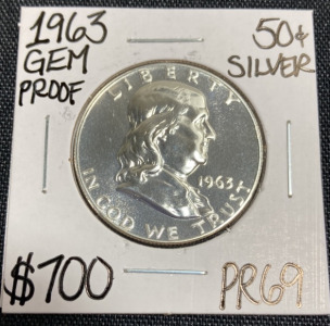 1963 PR Gem Proof Silver Franklin Half Dollar