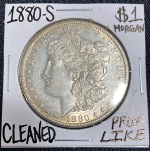 1880-S Cleaned Proof-like Silver Morgan Dollar