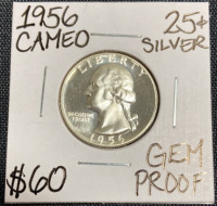 1956 Cameo Gem Proof Silver Quarter