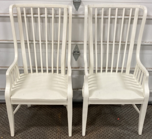 (2) 22 1/2&rsquo;&rsquo; x 19 1/2&rsquo;&rsquo; x 45&rsquo;&rsquo; White High Back Wooden Chairs