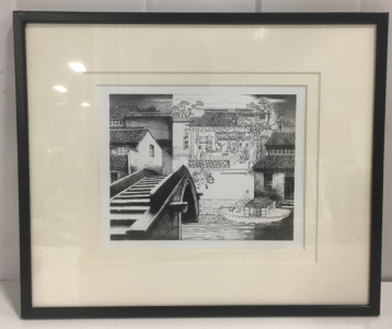 Black and White Chinese Art by Gu Zhijun 17 1/4&rdquo; x 14 1/2&rdquo;