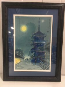 Framed Woodblock Print Kiyomizu Pagoda in Kyoto - Originated by Benito Asada
