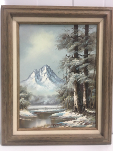 Framed Mountain Oil Painting 17&rdquo; x 21&rdquo;