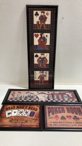 (4) Card Game Room Wall Art