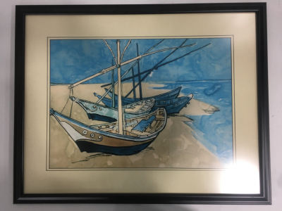Framed Beached Boats Print 30 1/4&rdquo; x 23 7/8&rdquo;