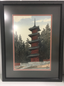 Woodblock Print Pagoda of Nikko Toshogu Shrine