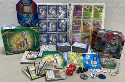 (1) Large Pokémon Collection Gen 1-8 W/ Collectors Containers And Binder W/ Cards