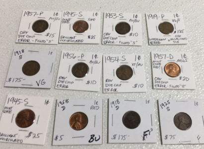 (12) 1918-1958 Various Mint Mark Wheat Pennies Including 1918-D Penny!!