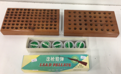 (2) Hardwood Bullet Reloading Trays (1000) 4.5MM Air Rifle Lead Pellets