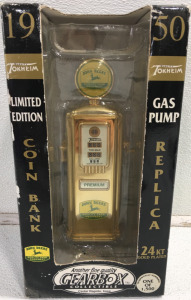 8” GEARBOX 24KT GOLD PLATED JOHN DEERE 1950 TOKHEIM LIMITED EDITION GAS PUMP 1 OF 1500 - IN BOX!