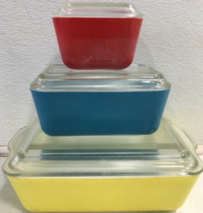 Set of 3 Pyrex Casserole/Bread Glass Ware