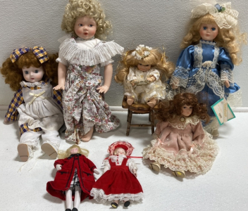 (7) Assorted Porcelain Dolls