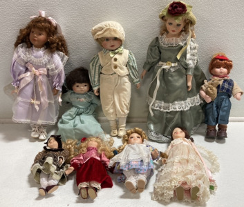 (9) Assorted Porcelain Dolls