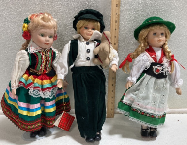 (3) European Porcelain Dolls