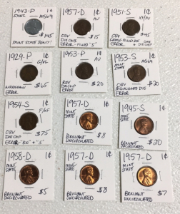 (12) 1929-1958 Various Mint Mark Wheat Pennies Including 1943-D Steel MInt State Penny!!