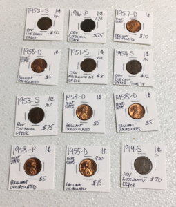 (12) 1916-1958 Various Mint Mark Wheat Pennies Including 1916-P Woodgrain Error Penny!!