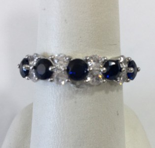 Size 8 Mixed Blue & White Sapphire .925 Ring