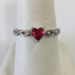 Size 8.5 Heart Shaped Red Ruby .925 Ring