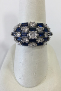 Size 9 Mixed Blue & White Sapphire .925 Ring