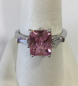 Size 9 Faceted Pink Kunzite .925 Ring