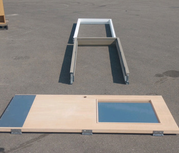 (2) 85.5" x 37" Metal Door Frames (1) 83" x 36" Heavy Duty Wooden Door With 1-Way Glass