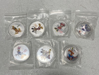 (7) Collectible Disney New Zealand Silver Coins - 2