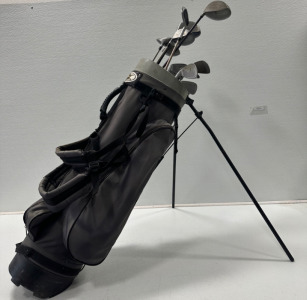 (1) XS Sports Golf Bag (1) Trident Golf Club (8) Pro Select Golf Clubs (1) JR Club & More!