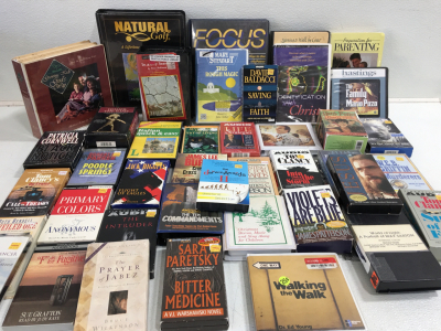 40+ Assorted Books On Cassette Including David Baldacci, Patricia Cornwell, Jack Higgins & Many More!!