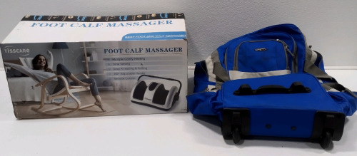 (1) Tisscare Calf Massager (1) Olympia Rolling Luggage