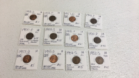 (12) 1925-1958 Various Mint Mark Wheat Pennies Including A 1955-P Double Die Error Penny!!