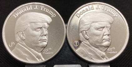 (2) ONE TROY OUNCE .999 FINE SILVER TRUMP ROUNDS