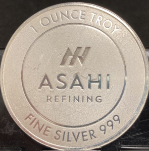 ASAHI REFINING ONE TROY OUNCE .999 FINE SILVER ROUND &mdash; VERIFIED AUTHENTIC; PLEASE INSPECT