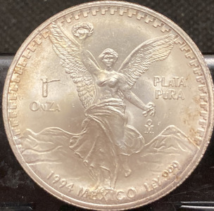 1 OUNCE 1994 MEXICO .999 FINE SILVER ROUND